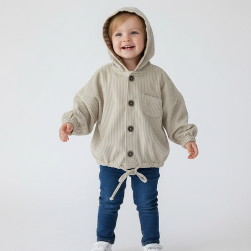 Theo Corduroy Hood Jacket - Ecru