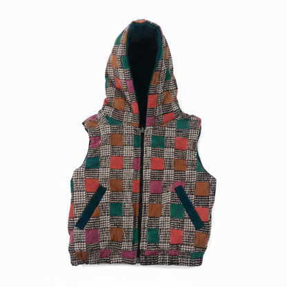 Checks & Solid Teal Reversible Corduroy Jacket