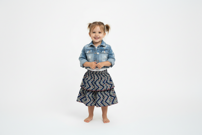 Cotton Printed Tiered Woven Girls Skirt