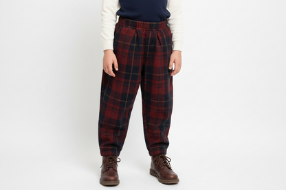 Pleated Checked Corduroy Pants