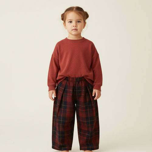 Pleated Checked Corduroy Pants