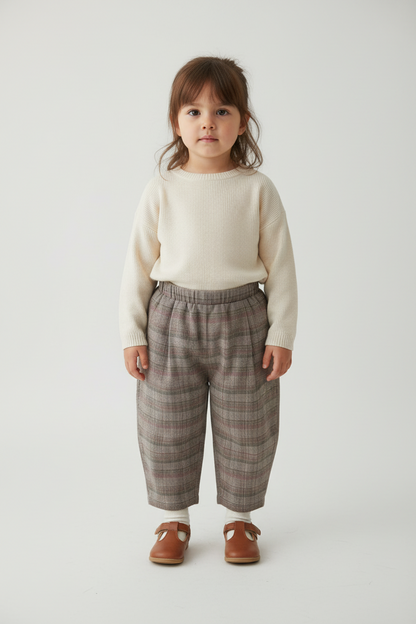 Pleated Checked Corduroy Pants