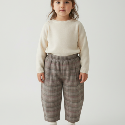Pleated Checked Corduroy Pants