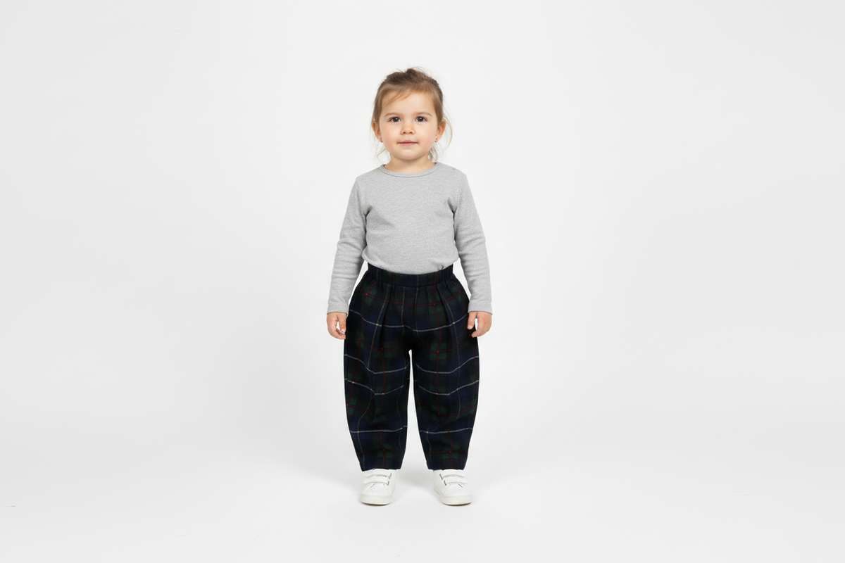 Pleated Checked Corduroy Pants