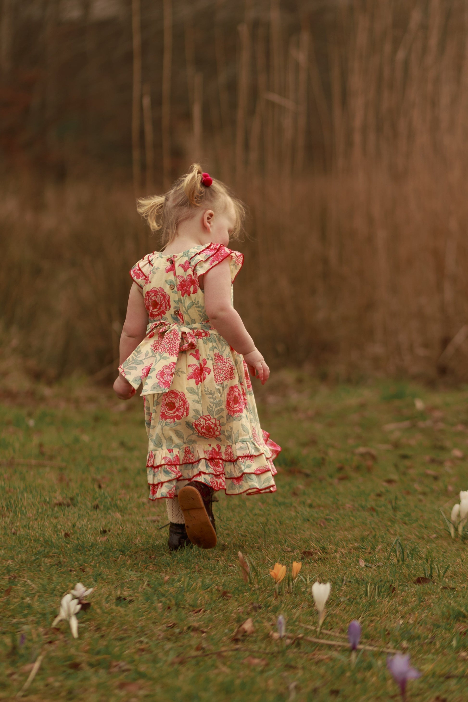 Adorable Red Floral Kids' Dress with Cap Sleeves and Frill Layers DRESS Yo Baby India 