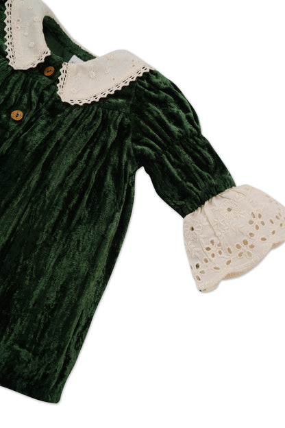 Ava Dress : CHRISTMAS GREEN : Infant : Toddler : Tween dress & diaper cover Yo Baby India 