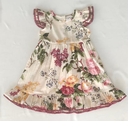 Beige Floral Dress with Lace Details for Kids and Infants DRERSdress & diaper cover Yo Baby India 