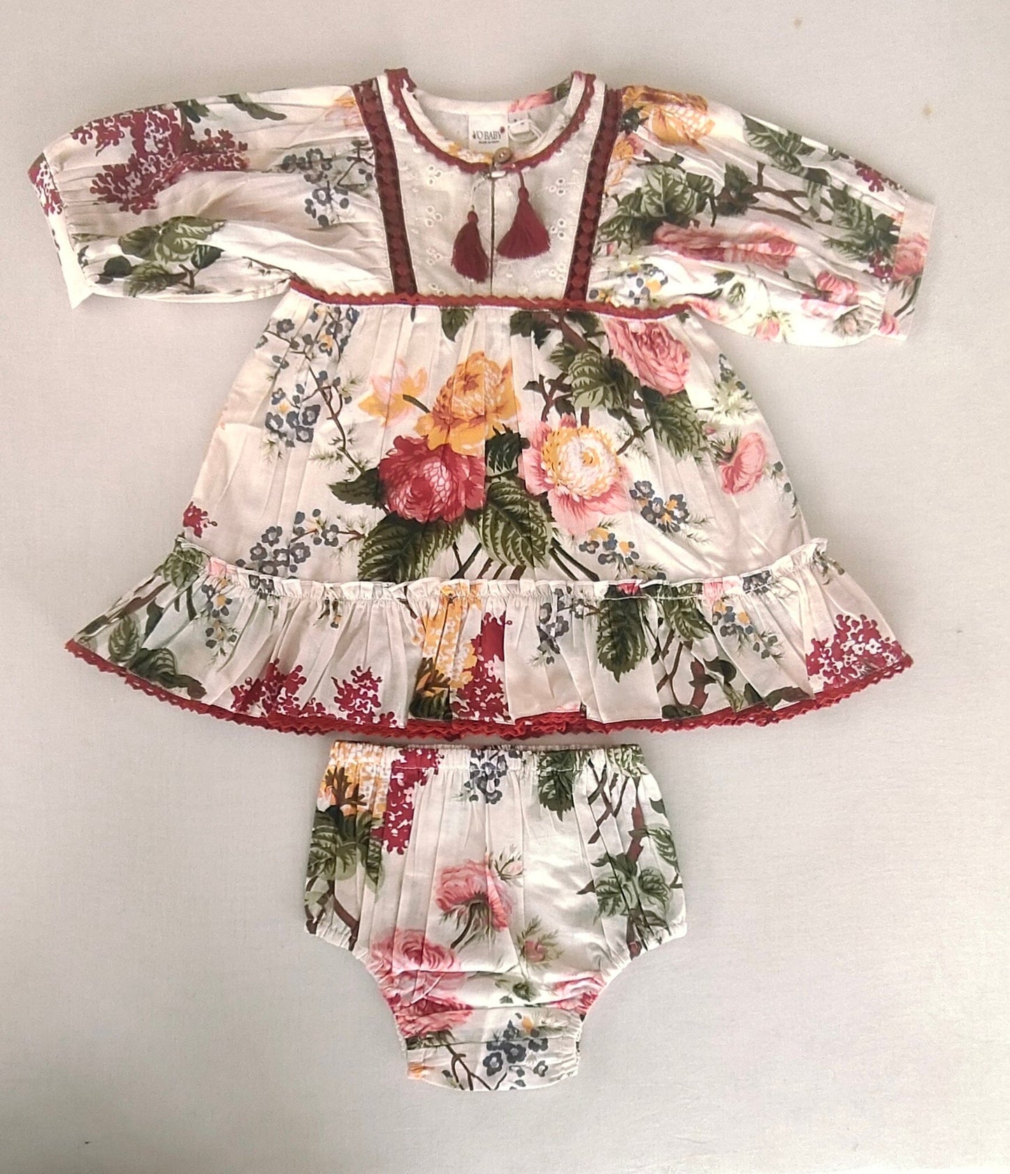 Beige Floral Dress with Lace Finish for Infants, Kids, and Women. DRESS Yo Baby India 