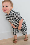 Black Checkered Boys Shirt & Shorts Set Shirt-Shorts Yo Baby India 