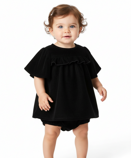 Black Velvet Infant Ruffle Dress