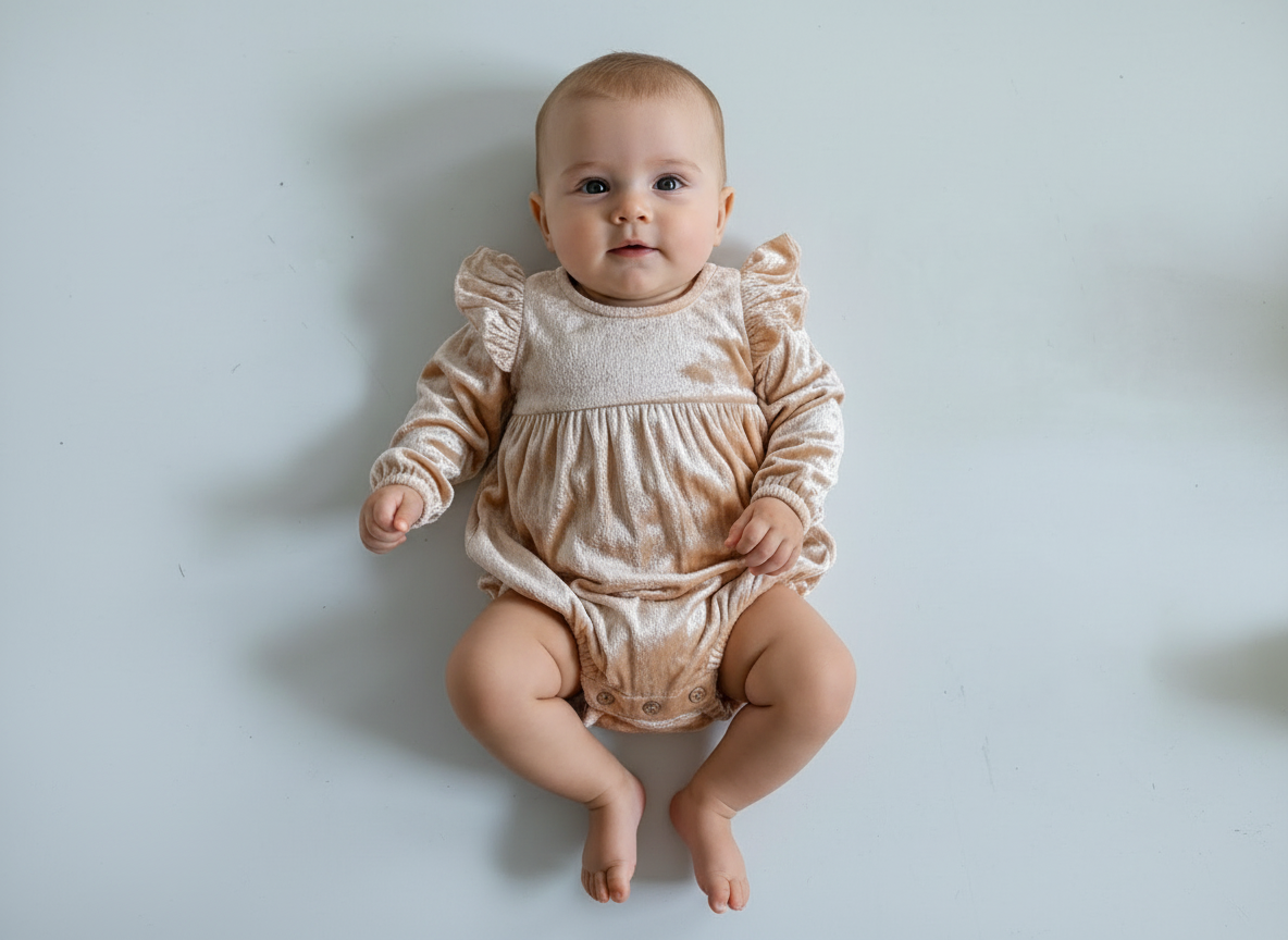 Baby in Blush Velvet Ruffle Romper