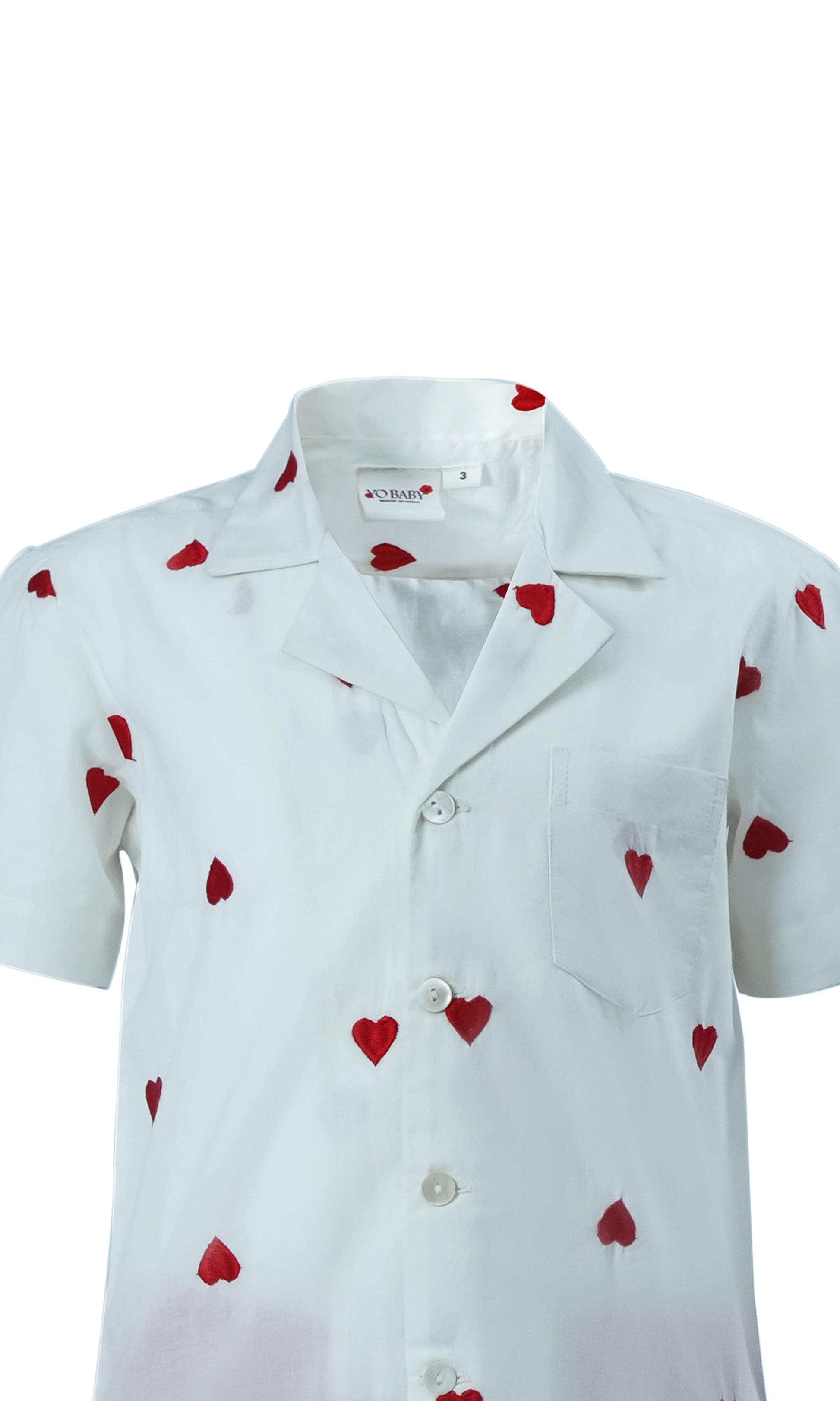 Boys Heart-Embroidered Cotton Bowling Shirt & Shorts Set dress & diaper cover Yo Baby Wholesale 