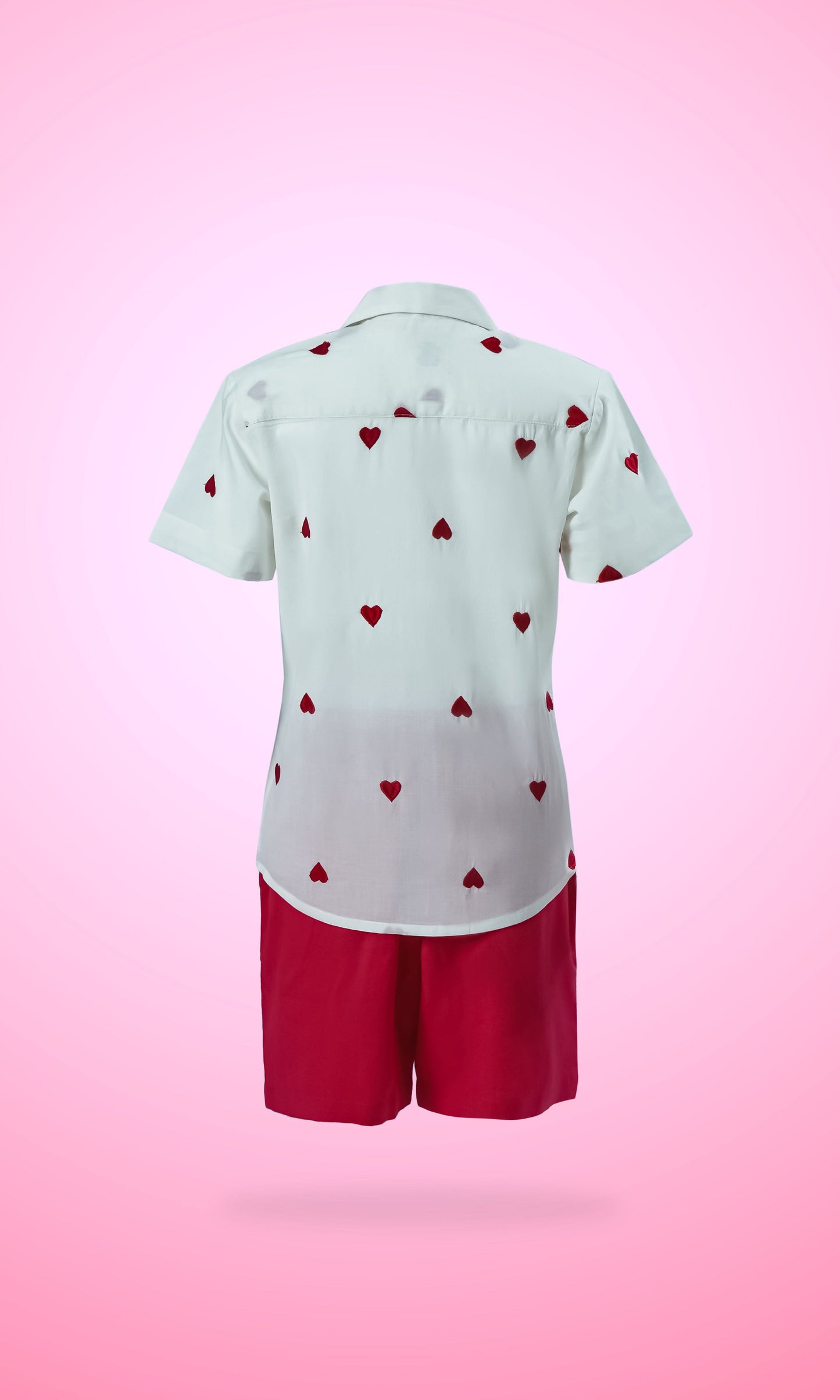 Boys Heart-Embroidered Cotton Bowling Shirt & Shorts Set dress & diaper cover Yo Baby Wholesale 