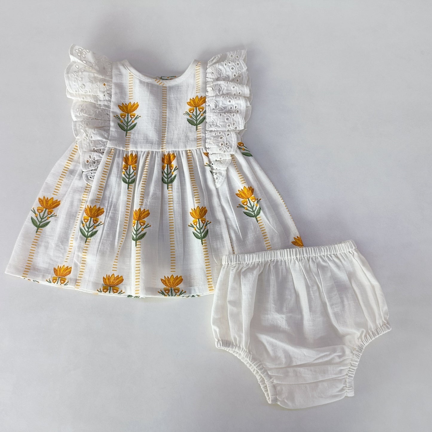 Broderie anglaise Dress in Ivory Yo Baby India 