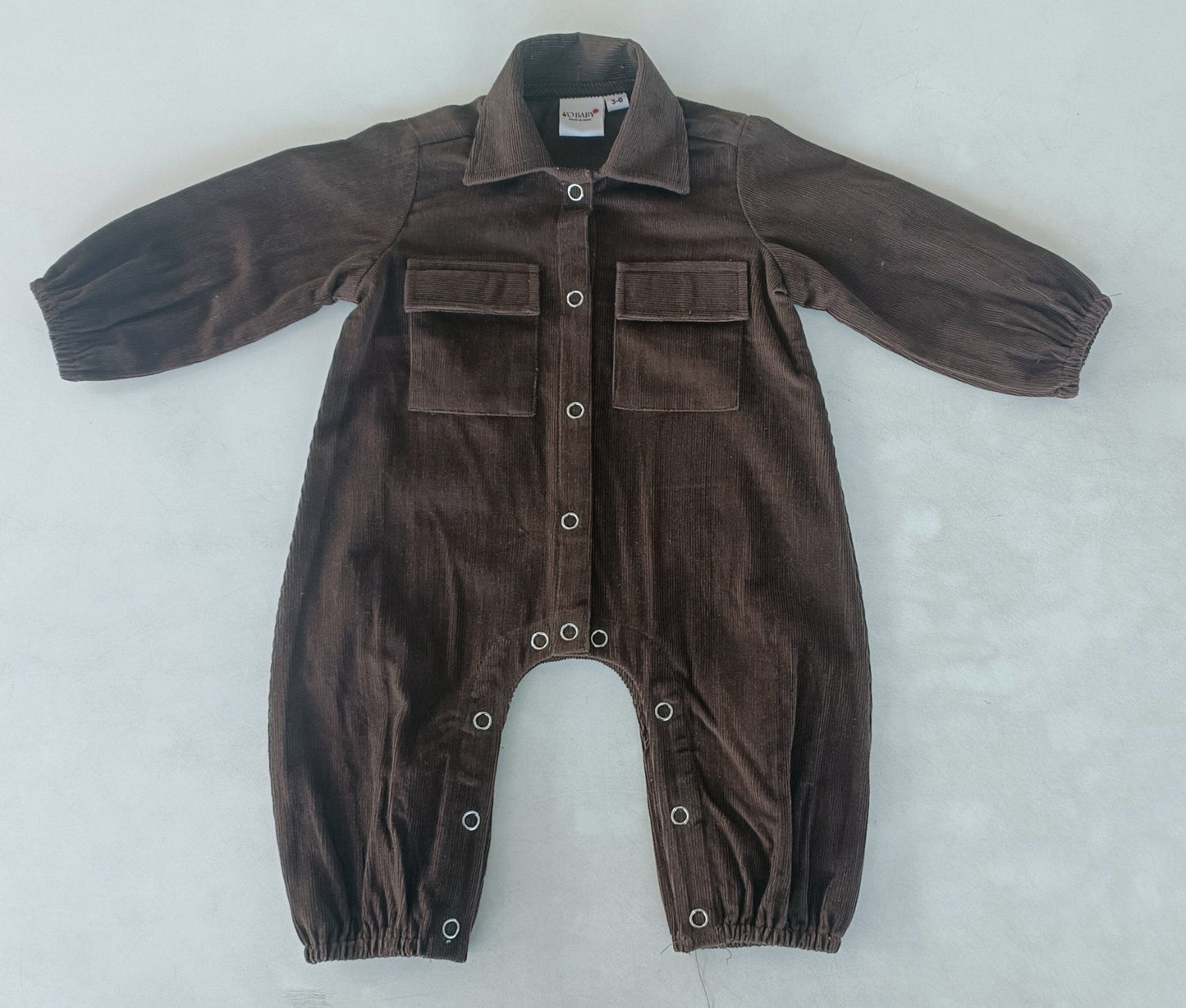 Brown Corduroy Solid Color Long Sleeve Baby Jumpsuit Romper Yo Baby India 