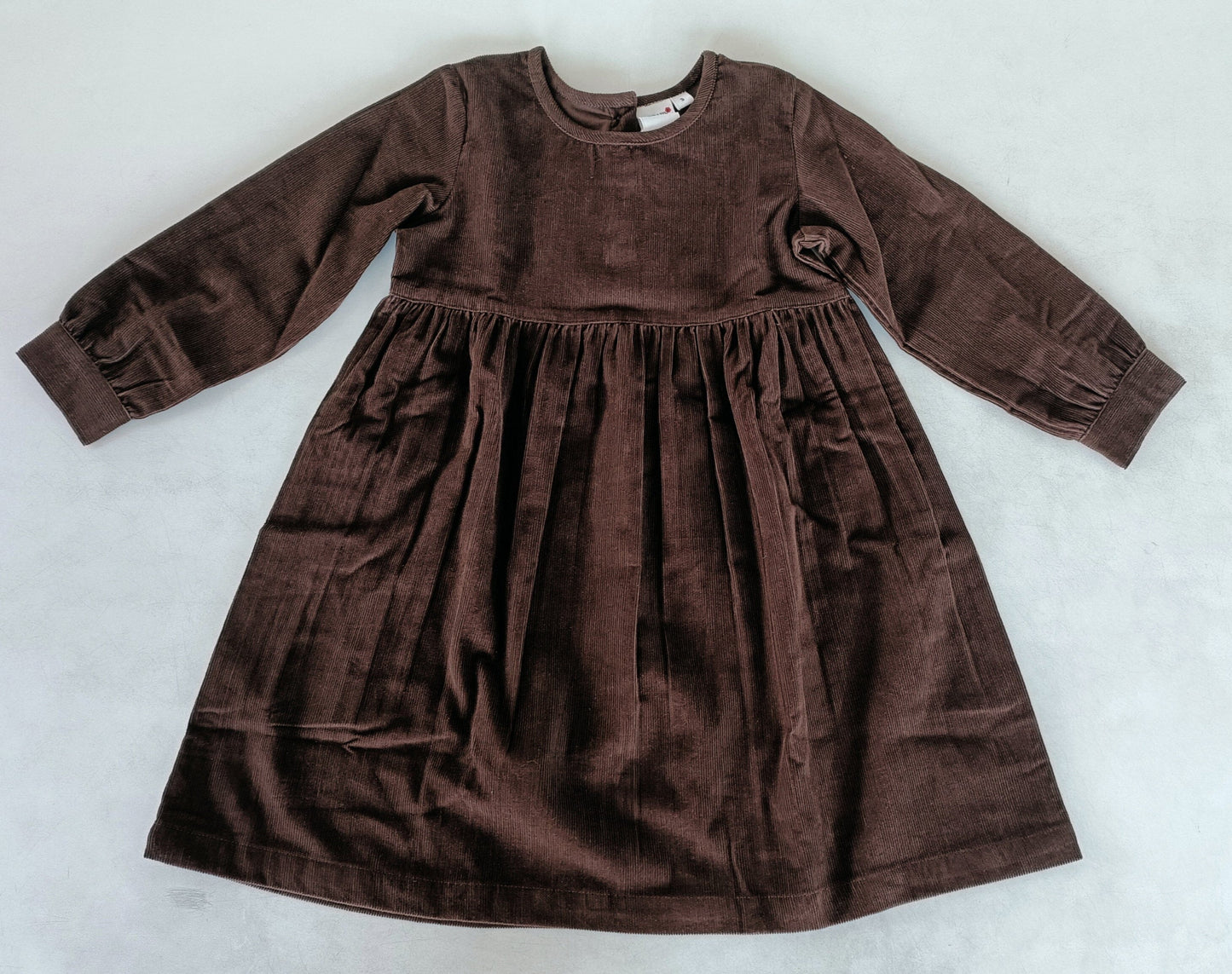 Brown Corduroy Solid Color Long Sleeves Gathered Dress dress & diaper cover DRESS Yo Baby India 