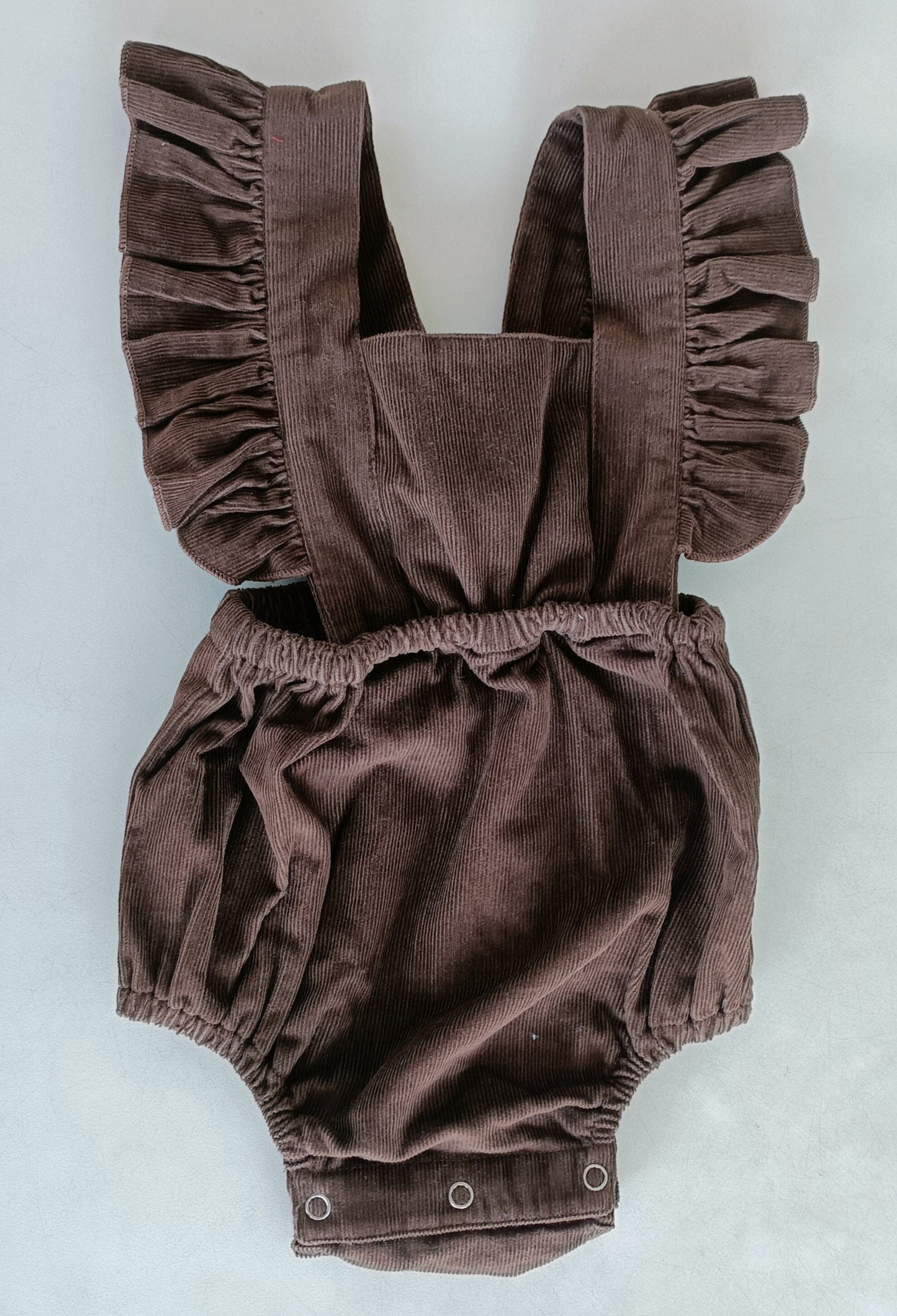 Brown Corduroy Solid Color Ruffled Baby Romper Romper Yo Baby India 
