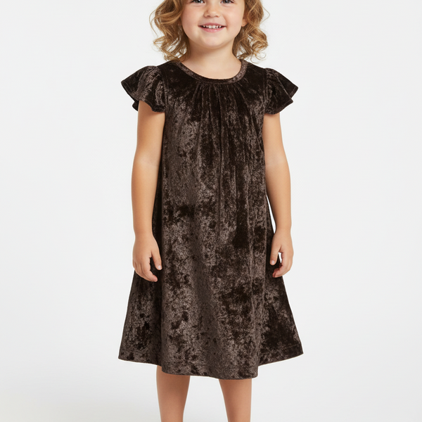 Brown Velvet A-line Dress