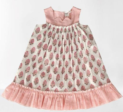 Coral Booty Print & Stripe Sweetheart Neck Dress DRESS Yo Baby India 