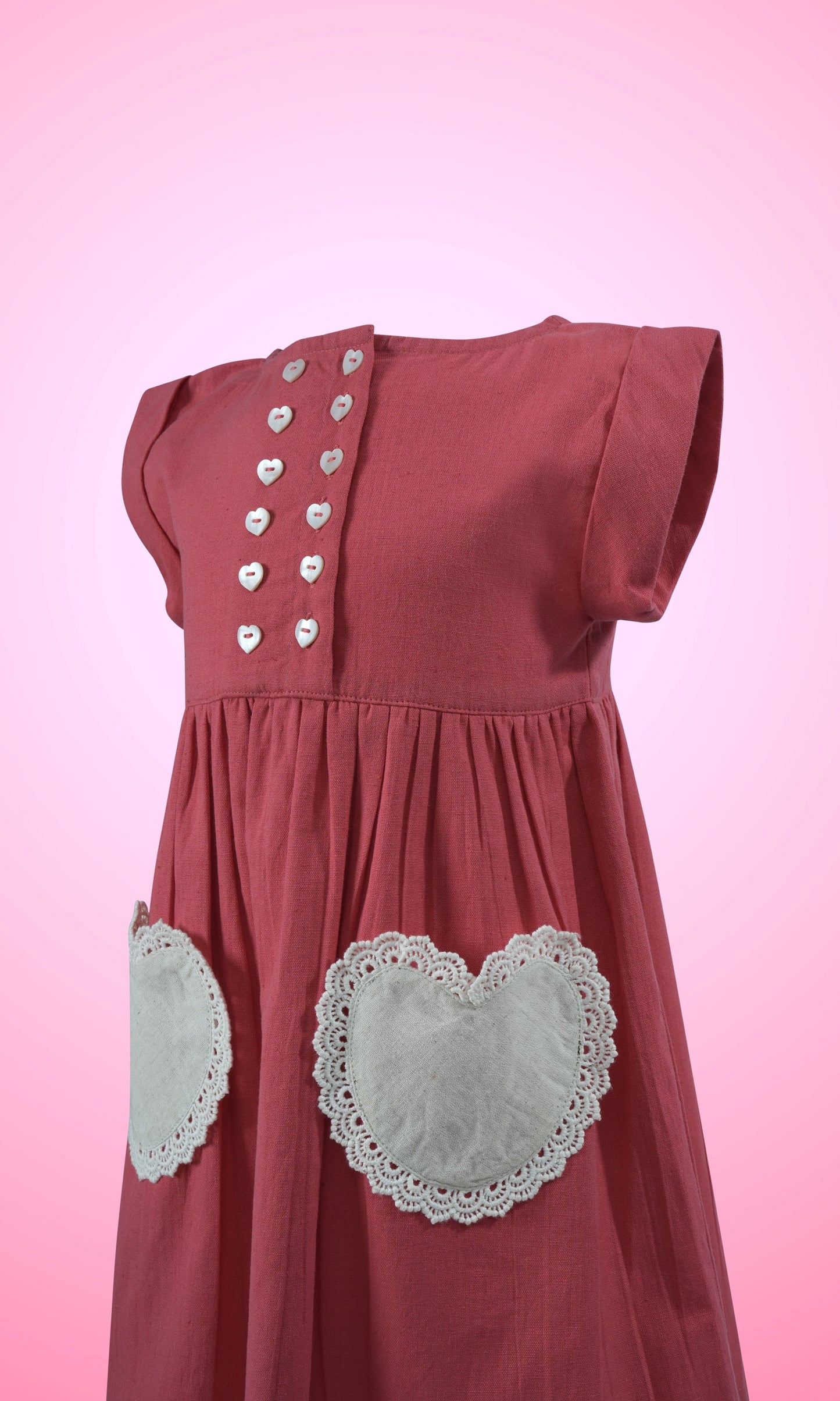 Coral Heart Gathered Dress dress & diaper cover Yo Baby Wholesale 