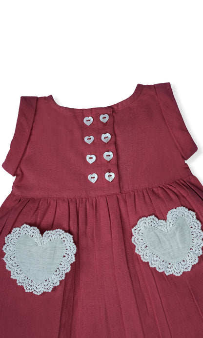 Coral Heart Gathered Dress dress & diaper cover Yo Baby Wholesale 