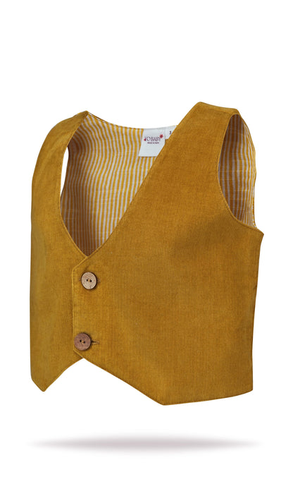 Corduroy Vest : MUSTARD : Toddler : Tween : Unisex Waistcoat Yo Baby India 