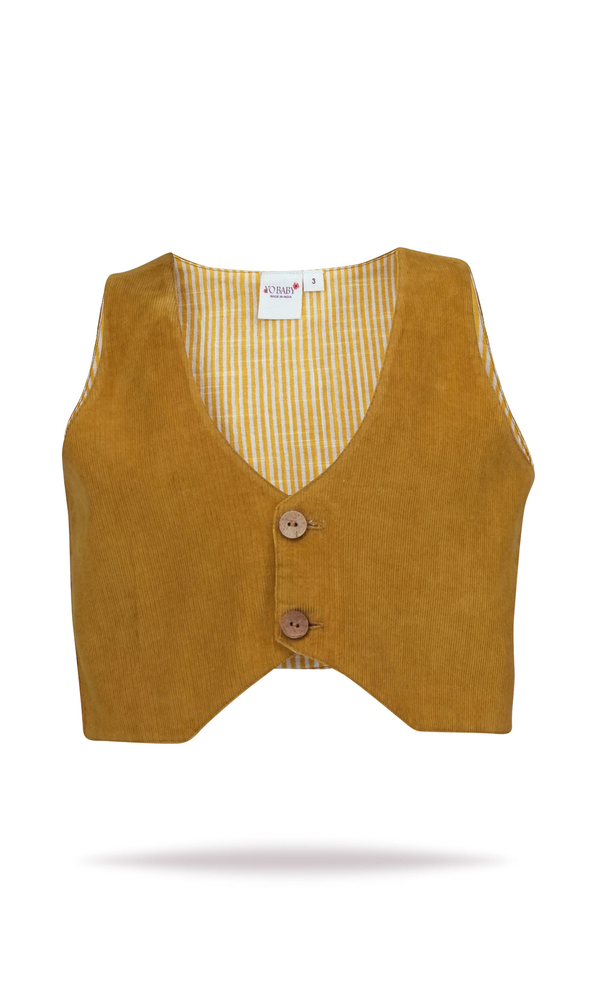 Corduroy Vest : MUSTARD : Toddler : Tween : Unisex Waistcoat Yo Baby India 