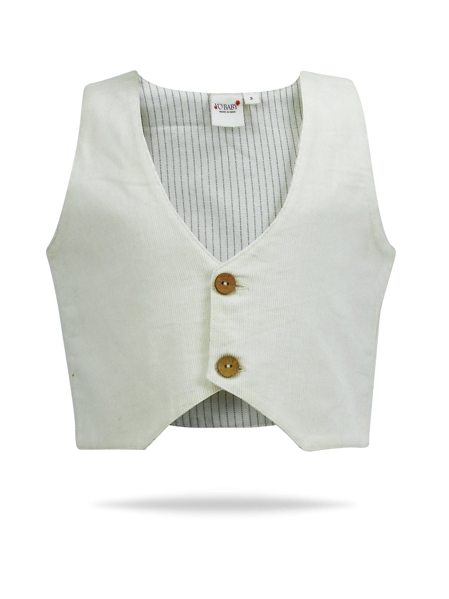 Corduroy Vest : OFF-WHITE : Toddler : Tween : Unisex Waistcoat Yo Baby India 