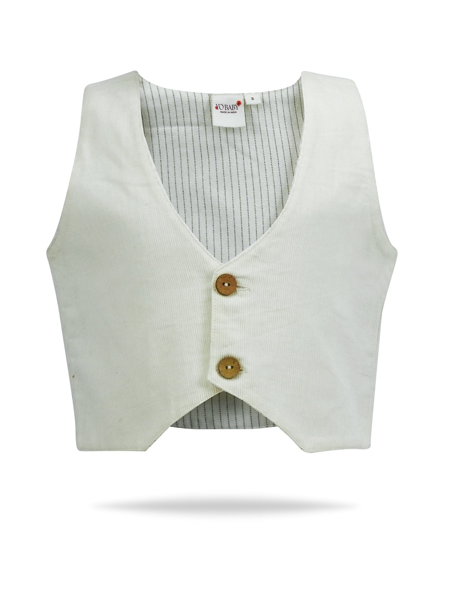 Corduroy Vest : OFF-WHITE : Toddler : Tween : Unisex Waistcoat Yo Baby India 