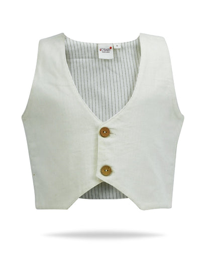 Corduroy Vest : OFF-WHITE : Toddler : Tween : Unisex Waistcoat Yo Baby India 