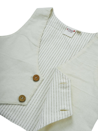 Corduroy Vest : OFF-WHITE : Toddler : Tween : Unisex Waistcoat Yo Baby India 