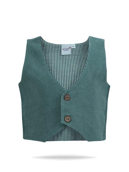 Corduroy Vest : SAGE : Toddler : Tween : Unisex Waistcoat Yo Baby India 