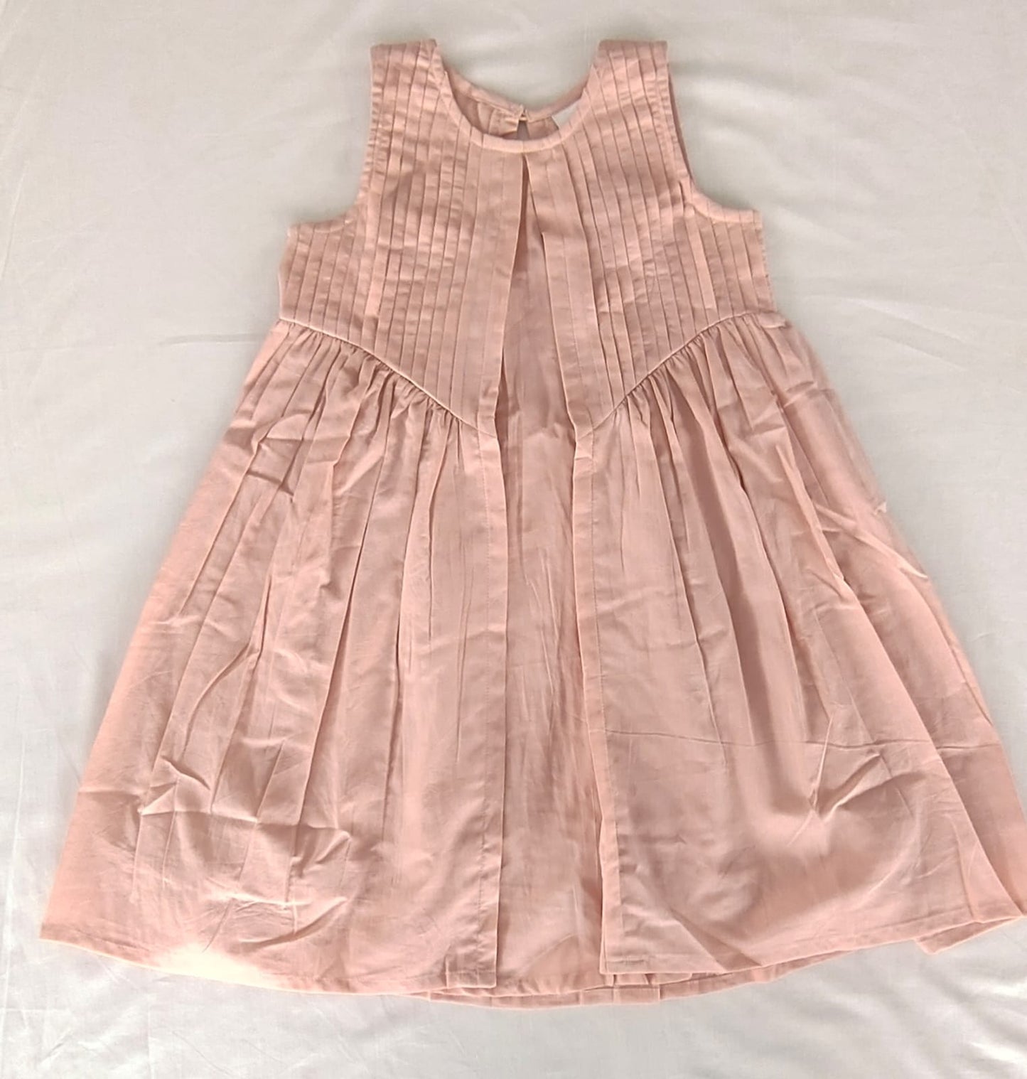 Dusty Pink Solid Color Pintuck Gathered Dress dress & diaper cover Yo Baby India 