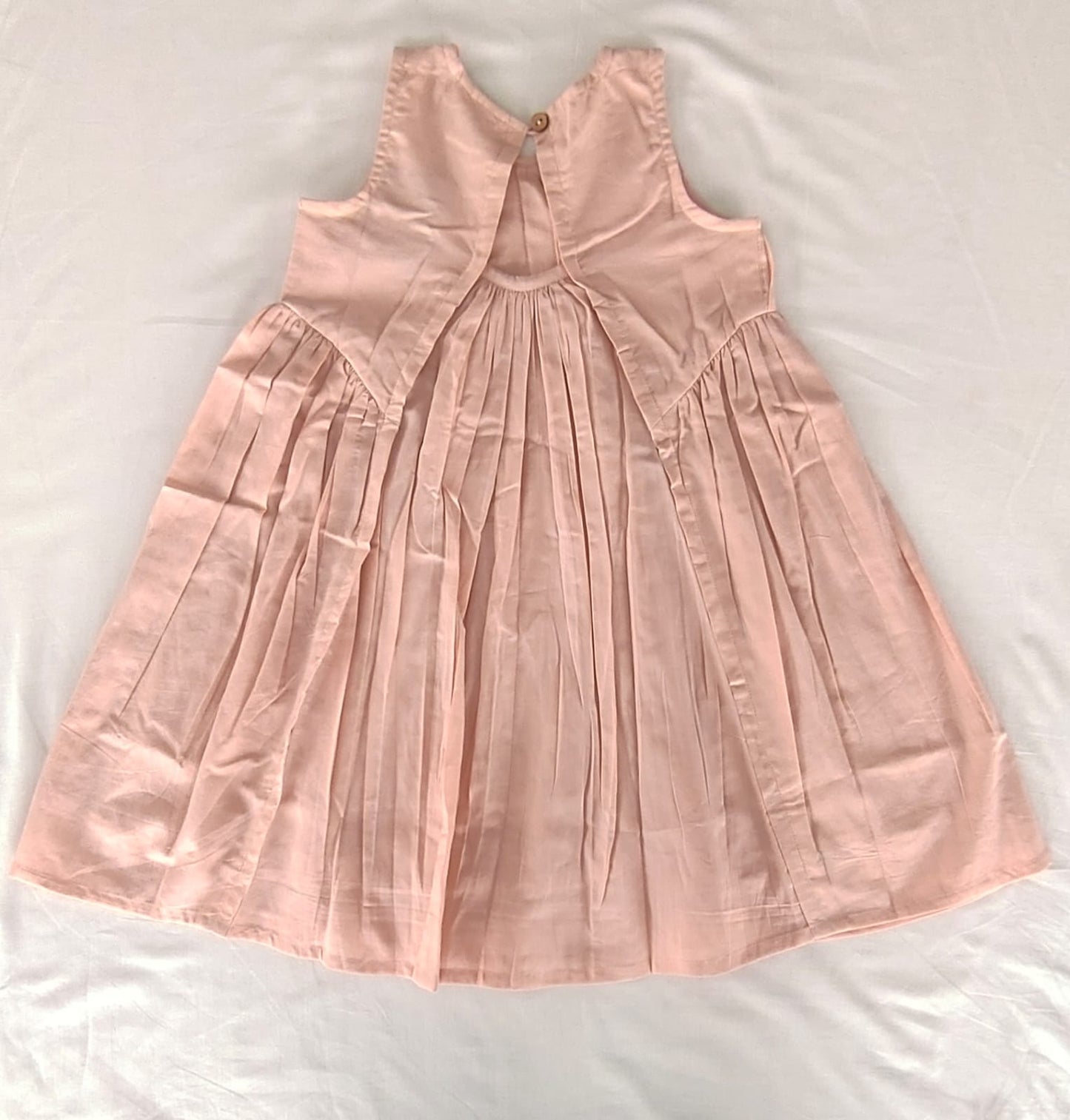 Dusty Pink Solid Color Pintuck Gathered Dress dress & diaper cover Yo Baby India 