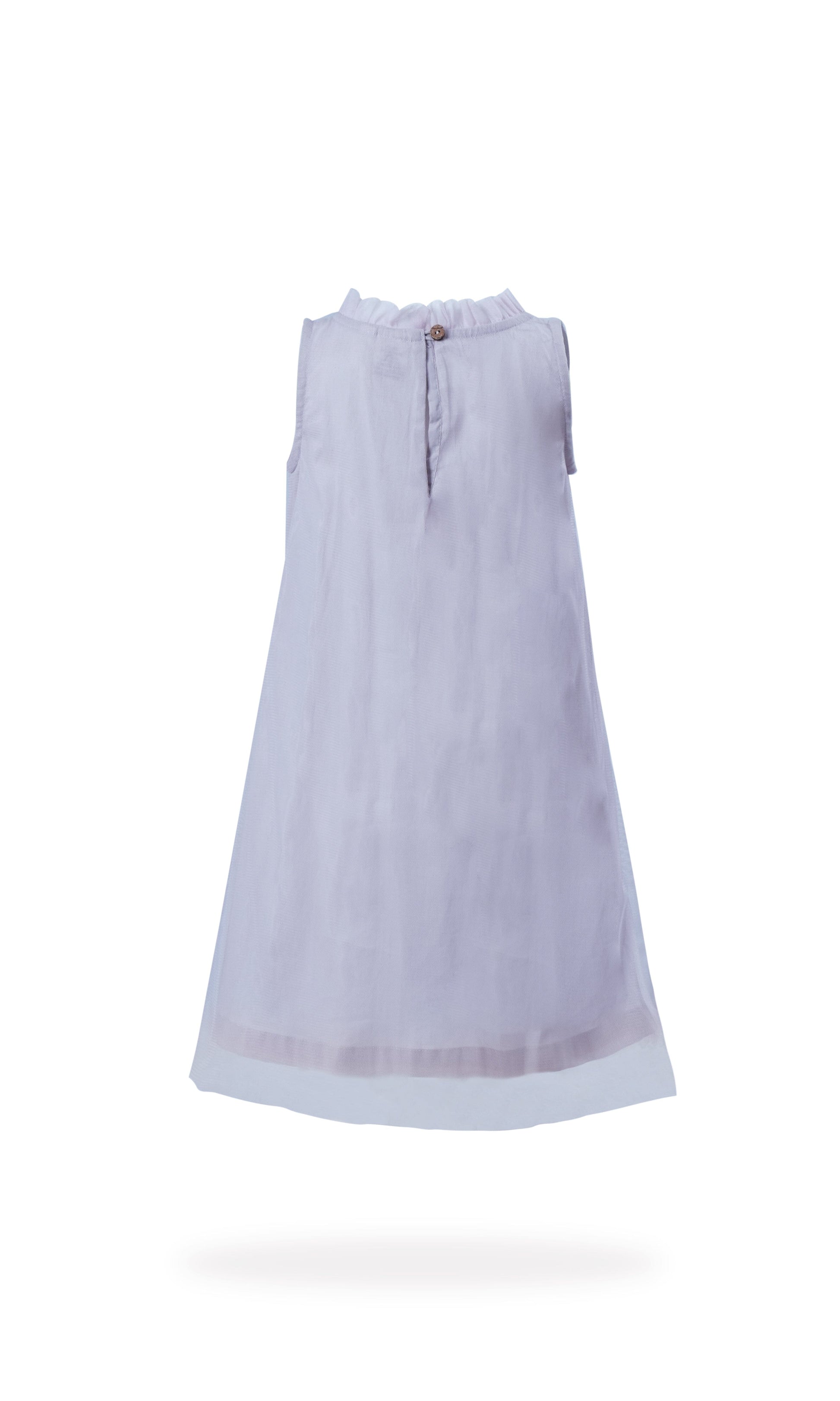 Elegant Lavender Nylon Net Tulle Dress with Ruffle Neck for Kids & Infants DRESS Yo Baby India 
