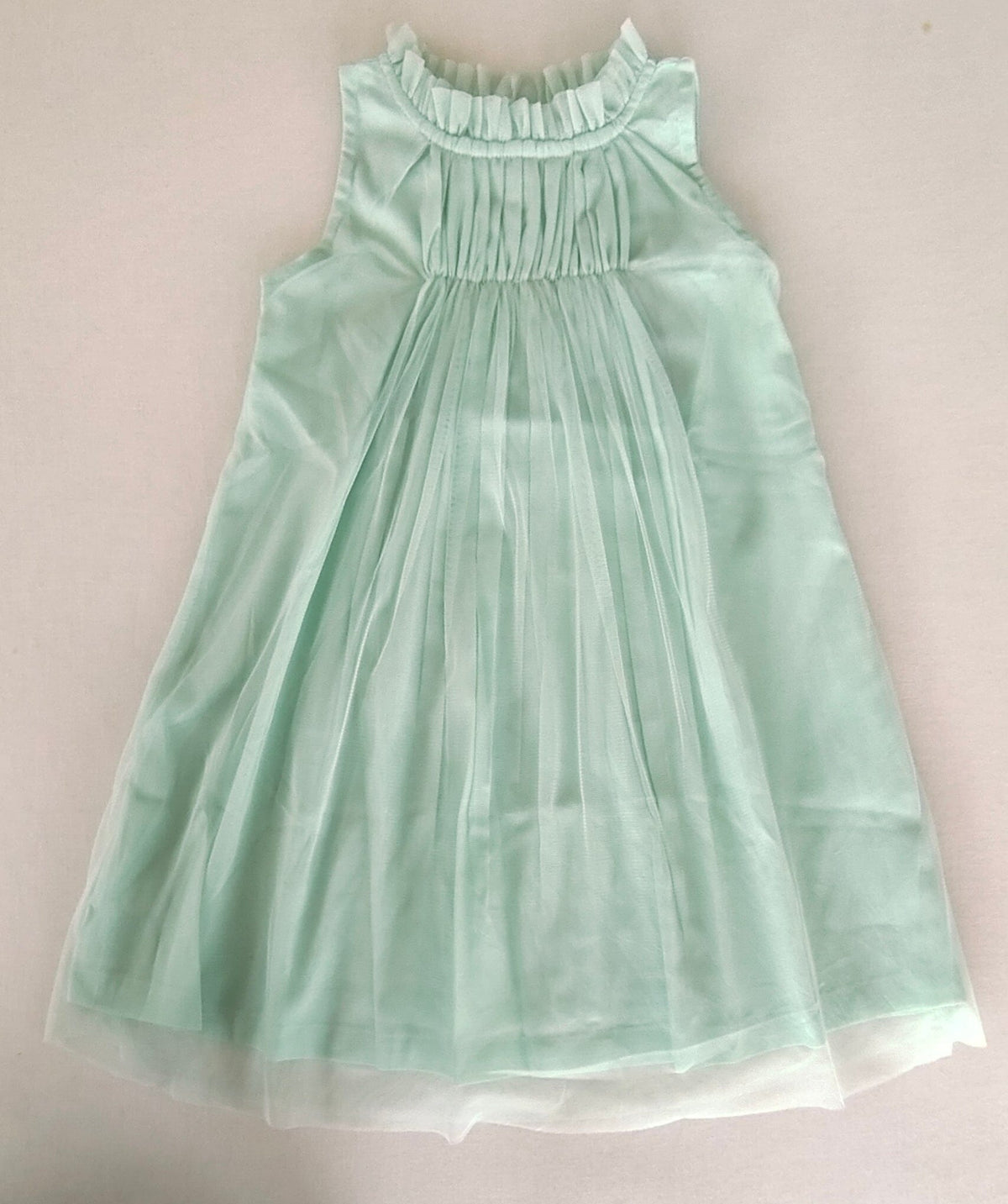 Elegant Mint Green Nylon Net Tulle Dress with Ruffle Neck for Kids & Infants DRESS Yo Baby India 