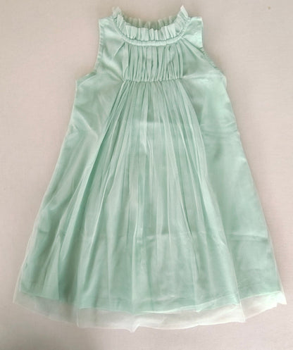 Elegant Mint Green Nylon Net Tulle Dress with Ruffle Neck for Kids & Infants DRESS Yo Baby India 