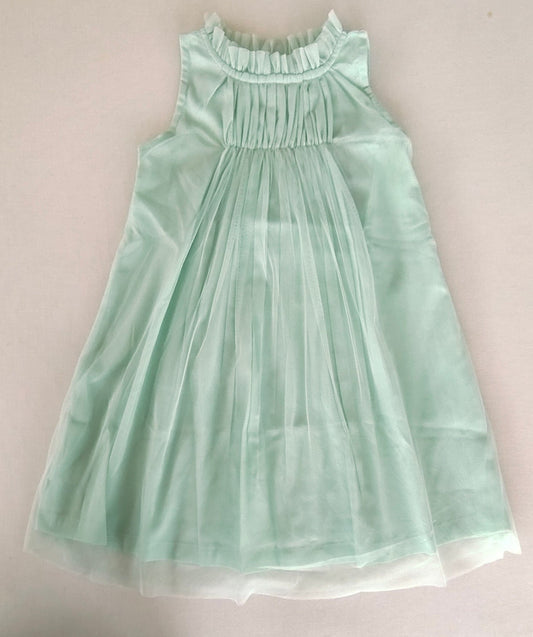 Elegant Mint Green Nylon Net Tulle Dress with Ruffle Neck for Kids & Infants DRESS Yo Baby India 