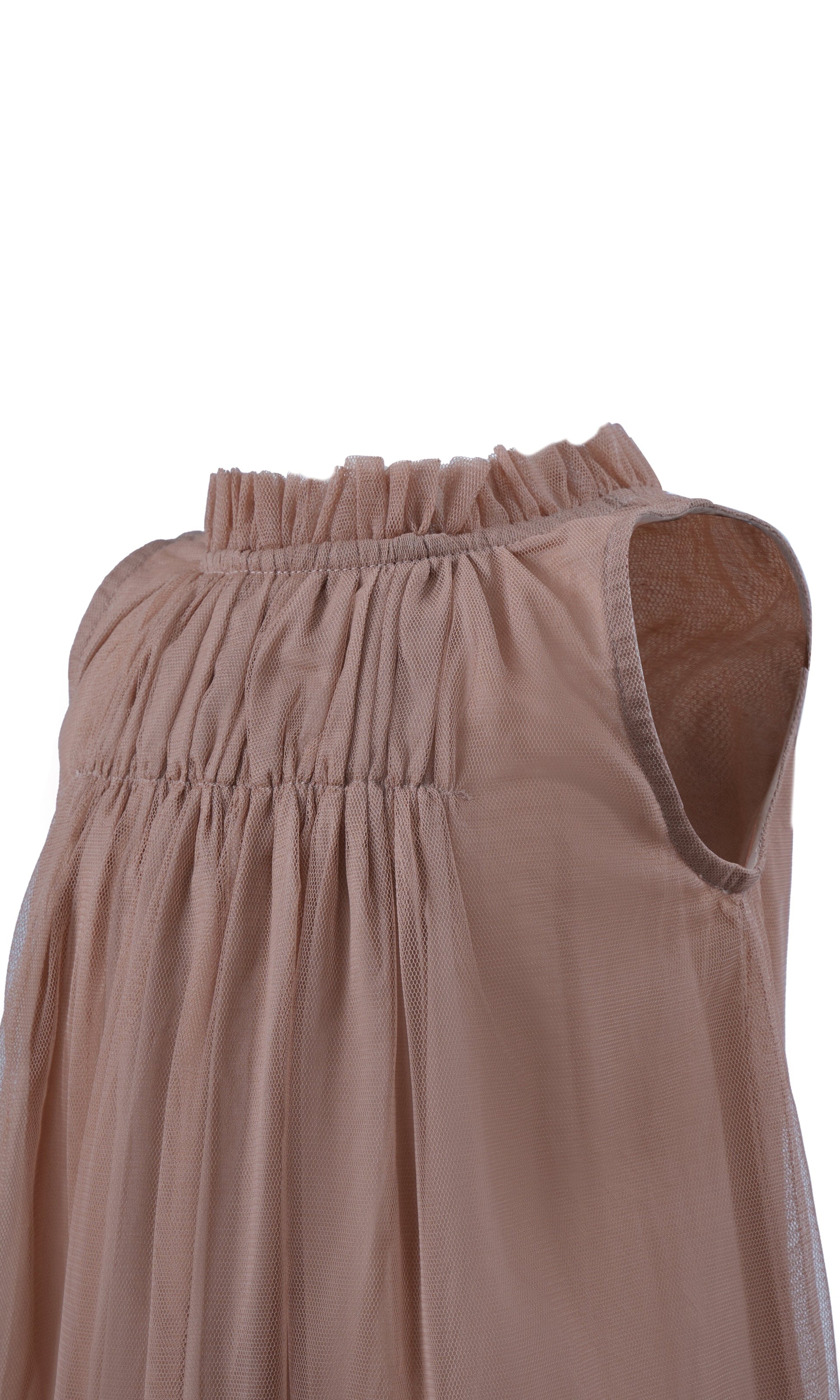 Elegant Sleeveless Nylon Net Tulle Dress with Ruffle Neck for Kids & Infants DRESS Yo Baby India 