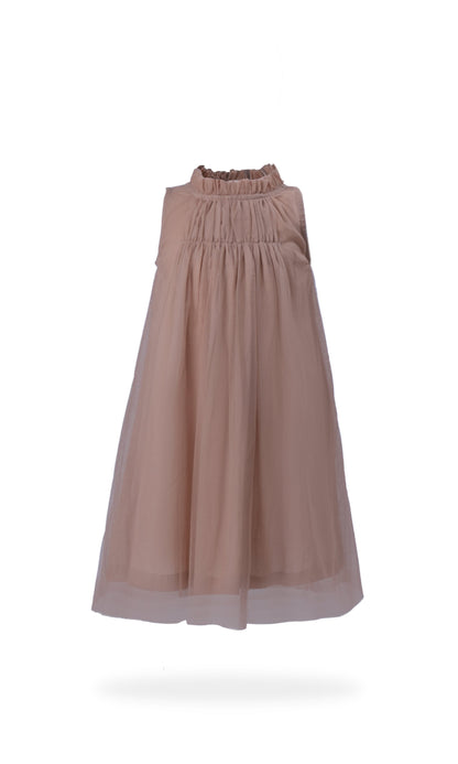 Elegant Sleeveless Nylon Net Tulle Dress with Ruffle Neck for Kids & Infants DRESS Yo Baby India 