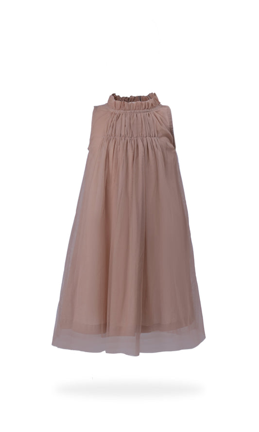 Elegant Sleeveless Nylon Net Tulle Dress with Ruffle Neck for Kids & Infants DRESS Yo Baby India 