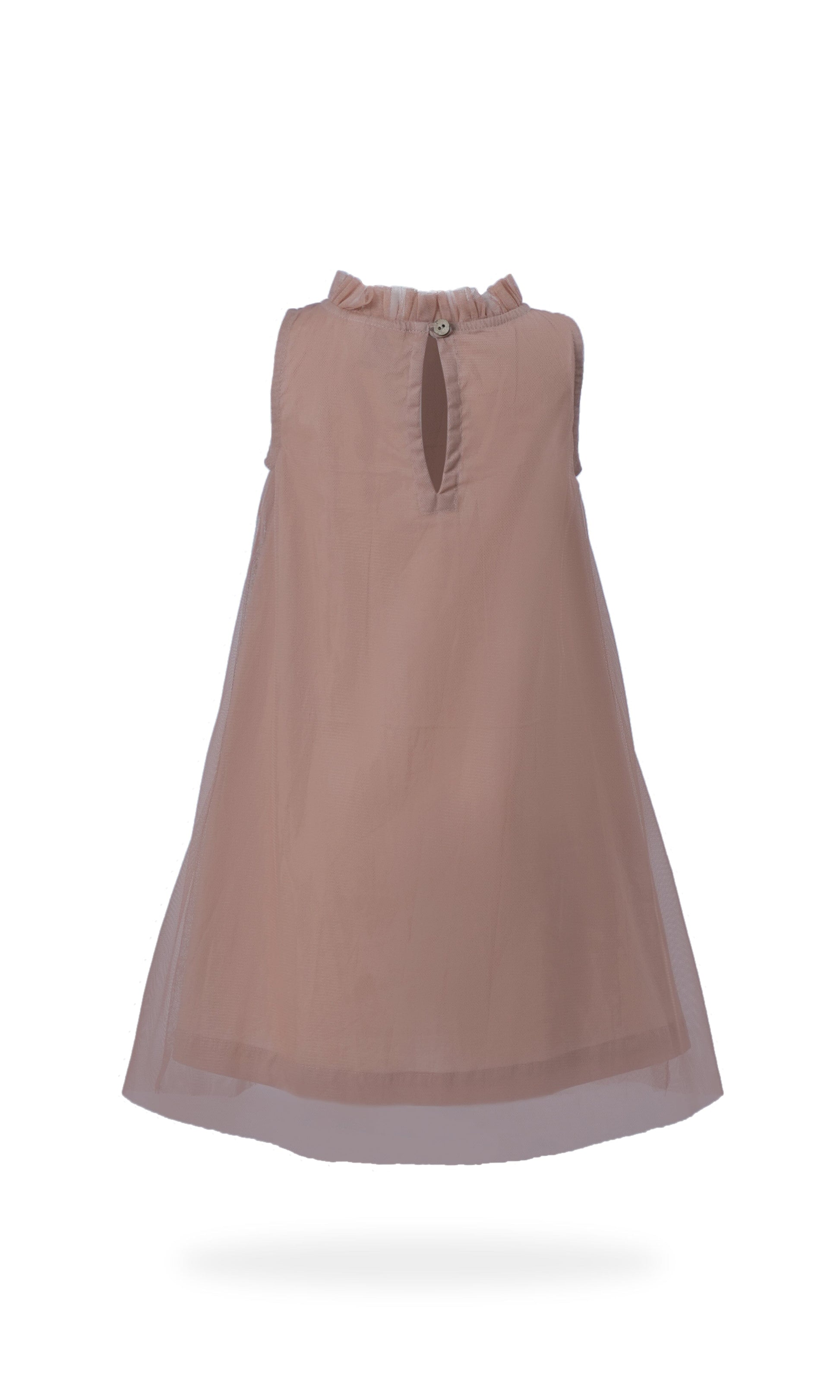 Elegant Sleeveless Nylon Net Tulle Dress with Ruffle Neck for Kids & Infants DRESS Yo Baby India 