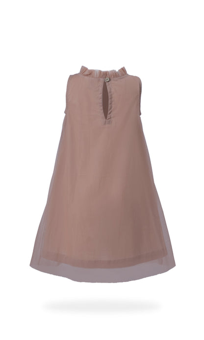 Elegant Sleeveless Nylon Net Tulle Dress with Ruffle Neck for Kids & Infants DRESS Yo Baby India 