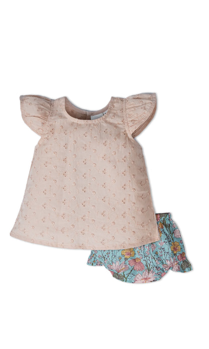 Embroidered Top and Bloomer Set : Infant : Baby Girl Top & Shorts Set Yo Baby India 