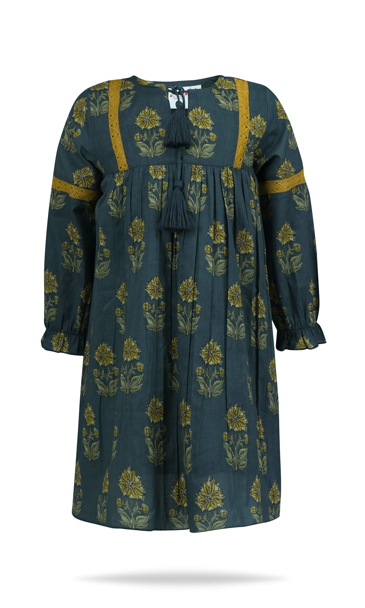 Esti Dress : MOSS GREEN : Infant : Toddler : Tween dress & diaper cover Yo Baby India 