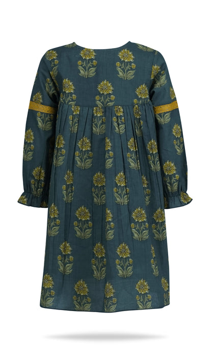 Esti Dress : MOSS GREEN : Infant : Toddler : Tween dress & diaper cover Yo Baby India 