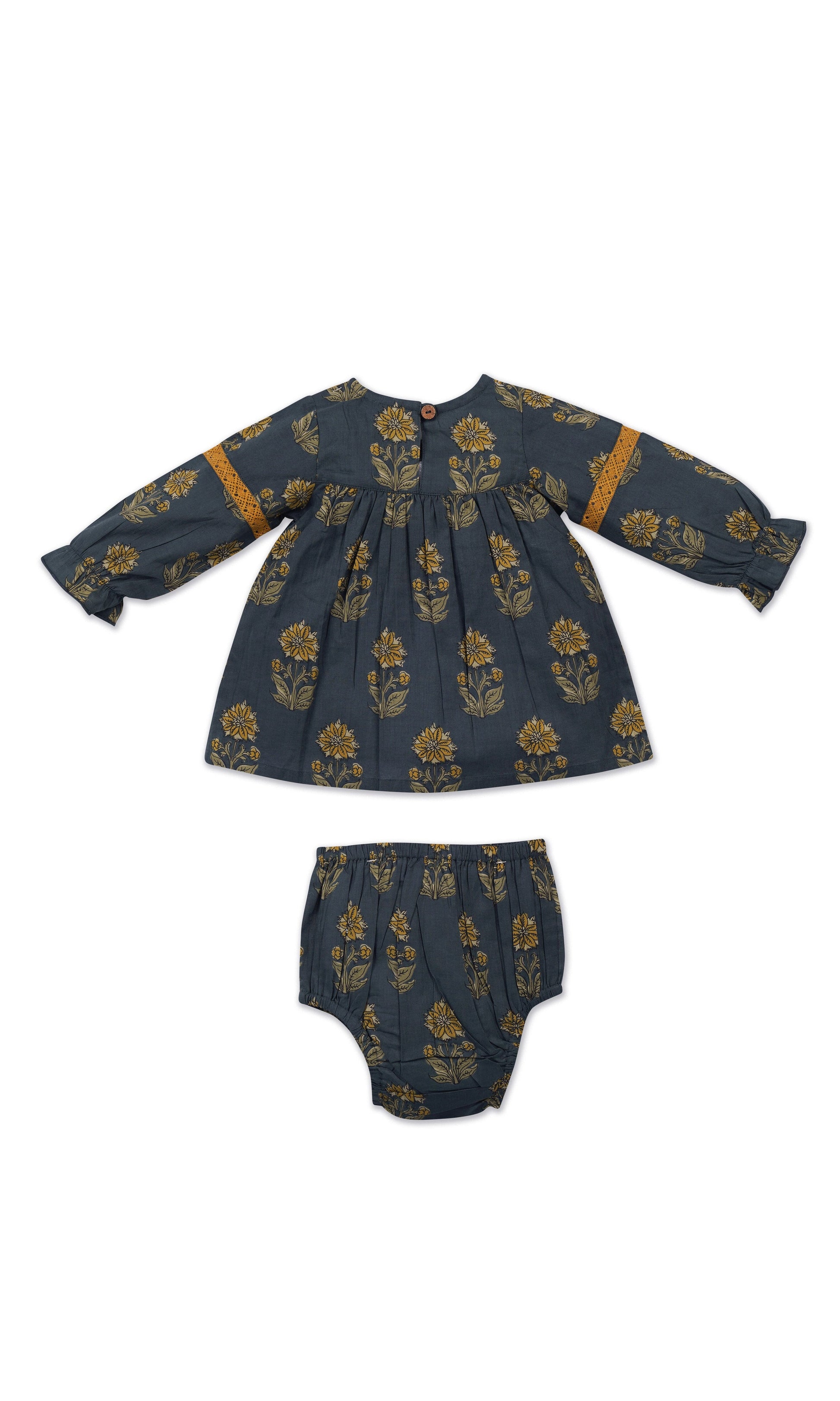 Esti Dress : MOSS GREEN : Infant : Toddler : Tween dress & diaper cover Yo Baby India 