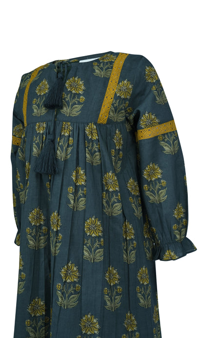 Esti Dress : MOSS GREEN : Infant : Toddler : Tween dress & diaper cover Yo Baby India 