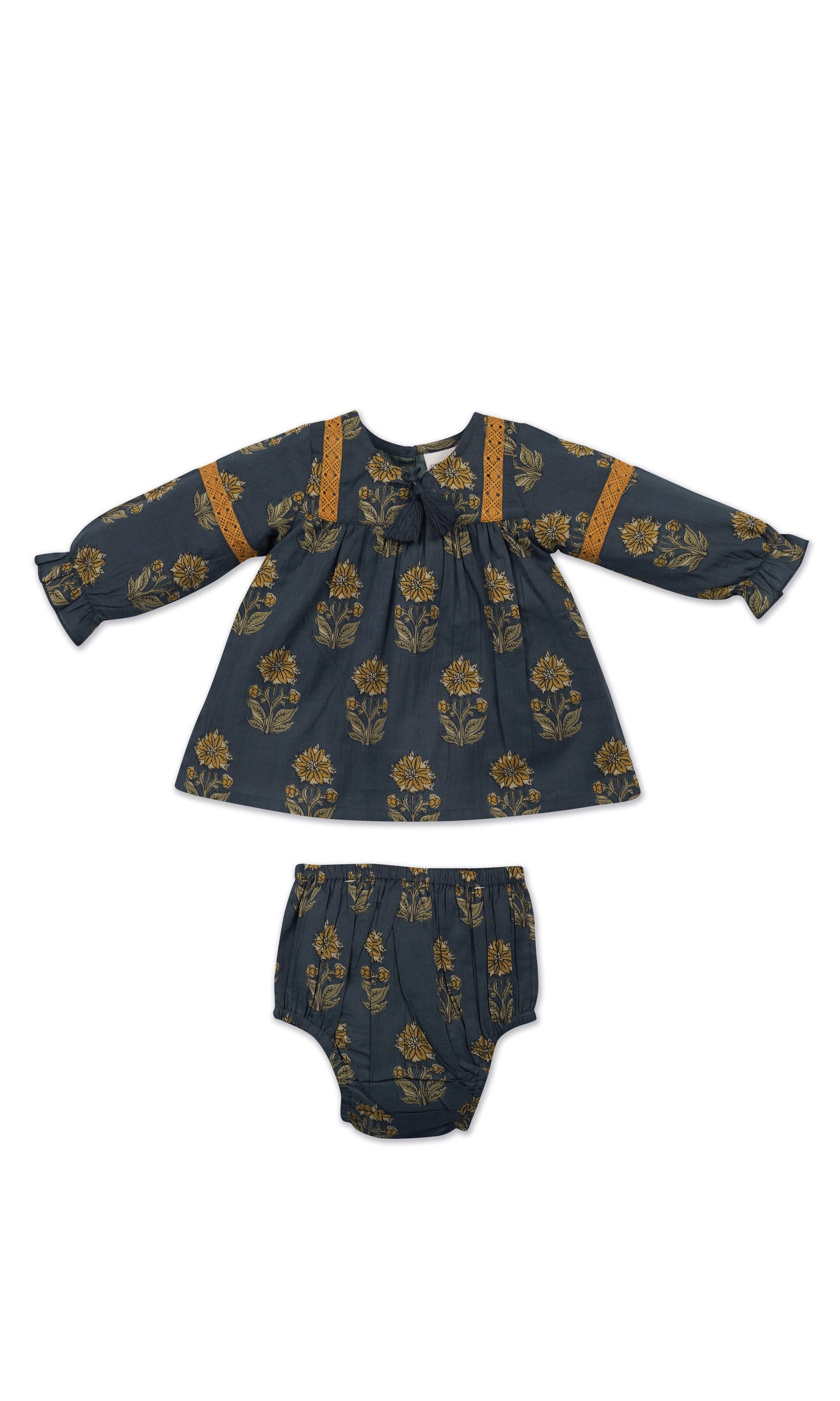 Esti Dress : MOSS GREEN : Infant : Toddler : Tween dress & diaper cover Yo Baby India 