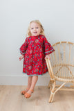 Floral Print Bell-Sleeves Gathered Dress dress & diaper cover Yo Baby India 